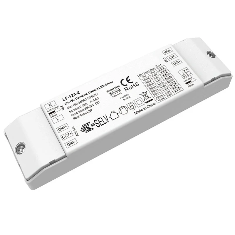 12W pastovios srovės 0-10V CCT pritemdoma LED tvarkyklė