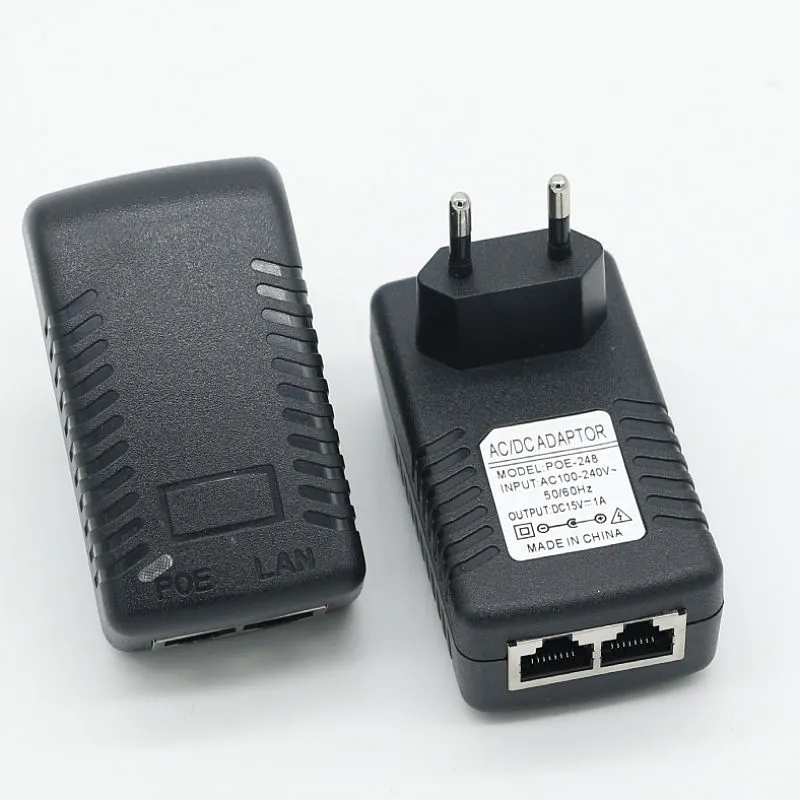15V 1A sieninis Euro Plug Ethernet POE purkštukas