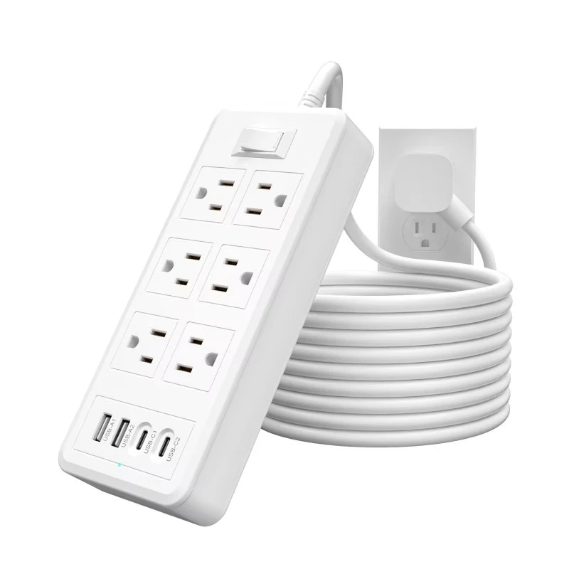 6 lizdai 4 USB prievadai JAV maitinimo juosta