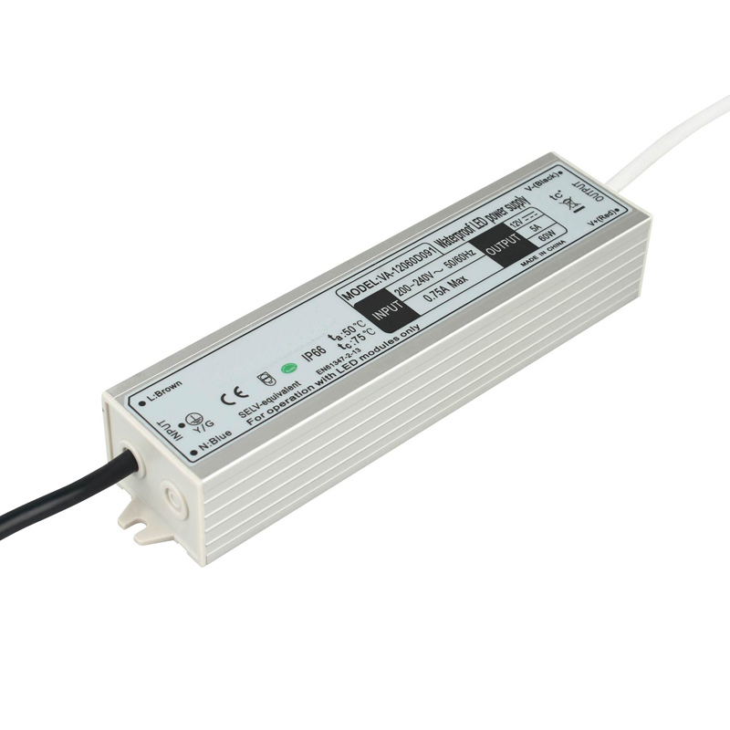 60 W pastovios įtampos vandeniui atspari LED tvarkyklė
