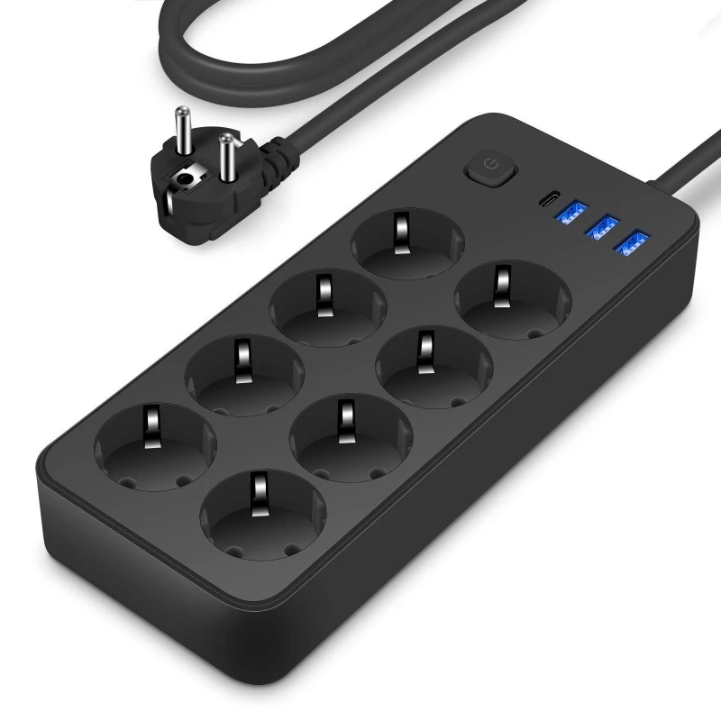 ES standartinė maitinimo juosta 8 kintamoji srovė su 4 USB prievadais