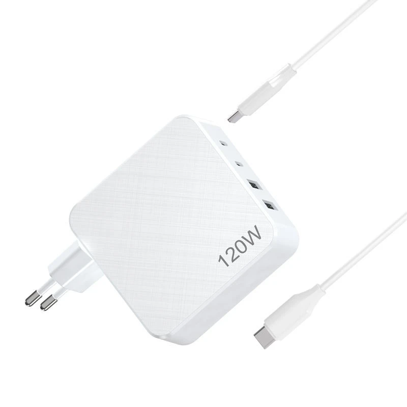 Nešiojamojo kompiuterio kelių prievadų sieninis įkroviklis 120W GaN USB C įkroviklis