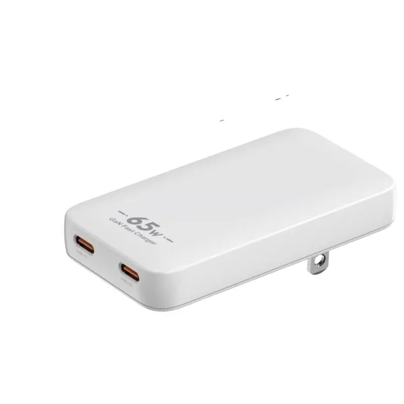 PD65W GaN USB-C itin plonas sieninis įkroviklio dviejų prievadų adapteris