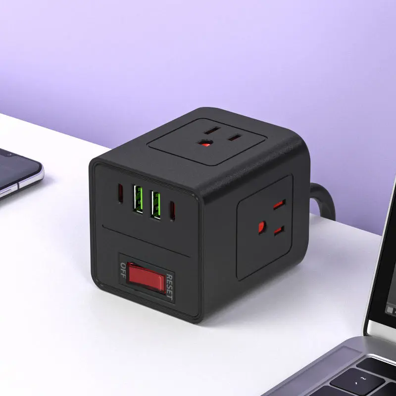 Us Plokščio kištuko Travel Power Strip Cube maitinimo lizdas